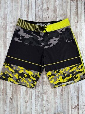 Billabong Platinum Board Shorts sz 34 Men Recycler Black Yellow Camo Performance